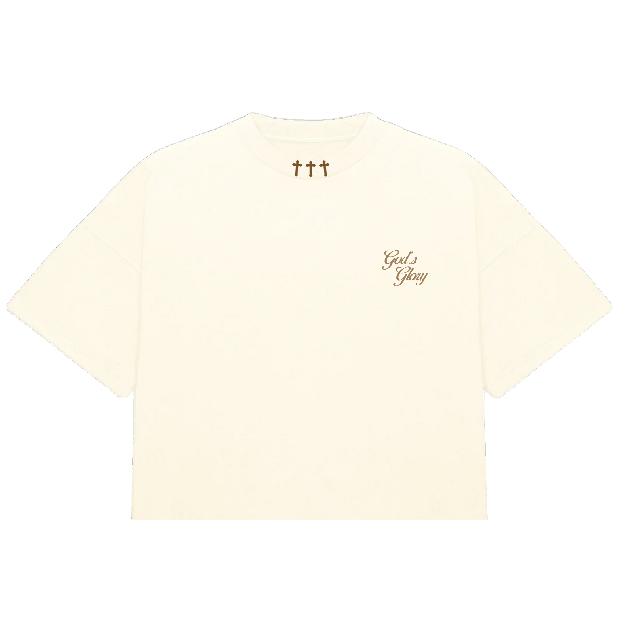 Fear No Evil Boxy Tee - Creme & Brown