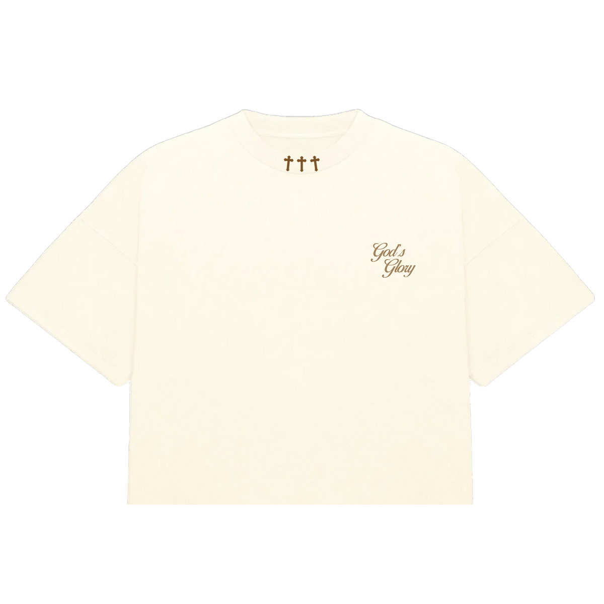 Fear No Evil Boxy Tee - Creme & Brown