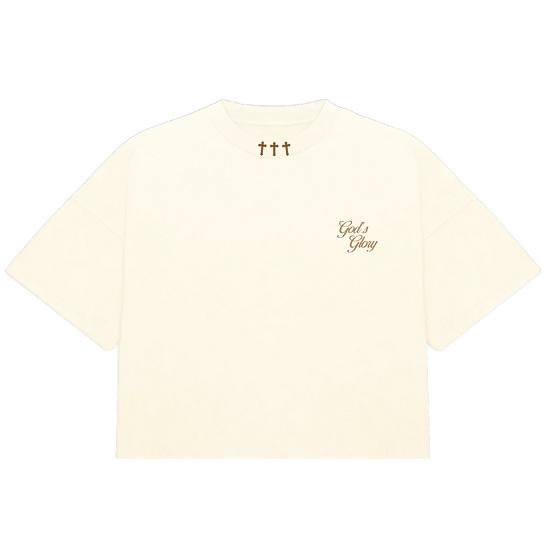 Fear No Evil Boxy Tee - Creme & Brown