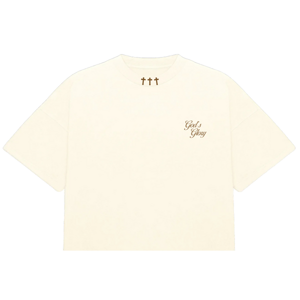 Fear No Evil Boxy Tee - Creme & Brown