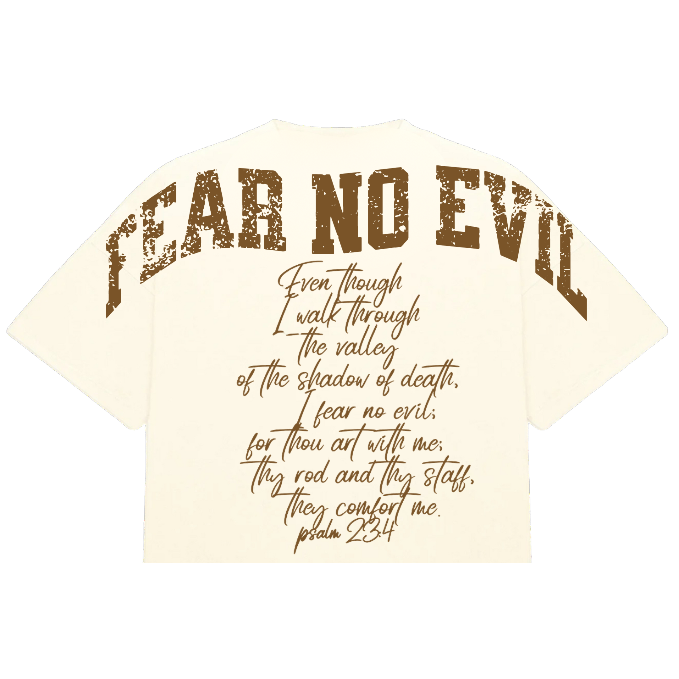 Fear No Evil Boxy Tee - Creme & Brown