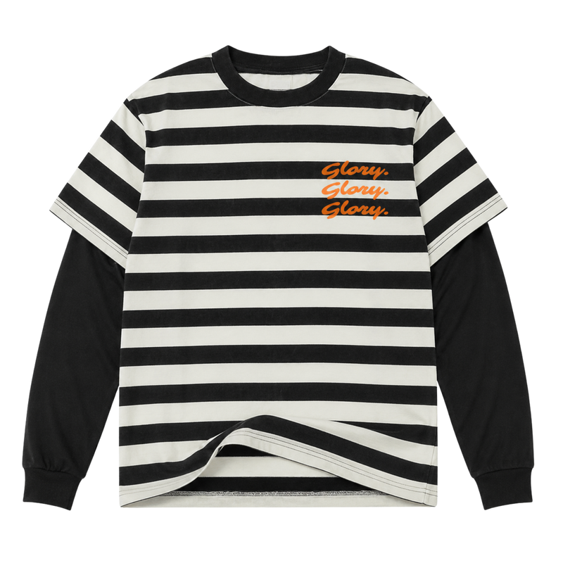 Striped "Glory. Glory. Glory." Double Layered Tee