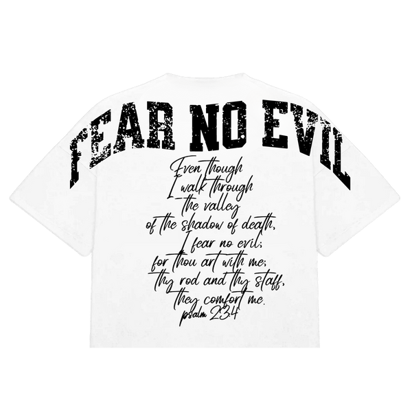 Fear No Evil Boxy Tee - Creme & Brown